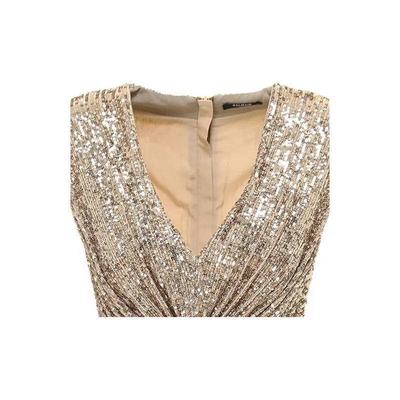 BALMAIN Sleeveless Dresses Women's Gold-4
