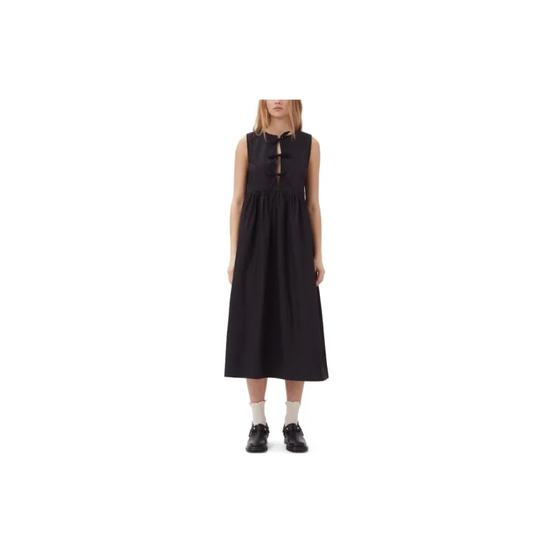 GANNI A Line Poplin Midi Dress-3