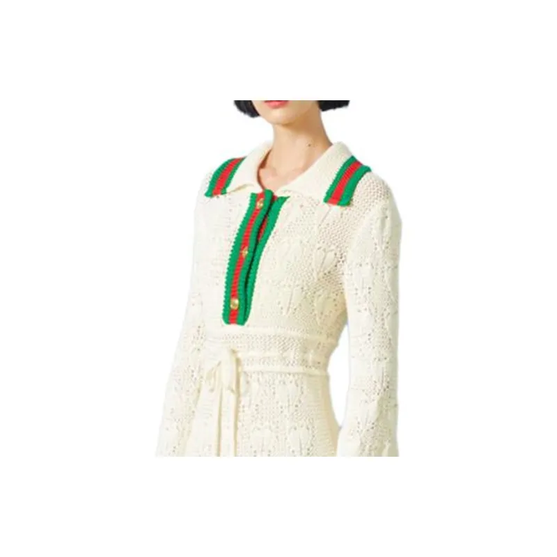 GUCCI Long Sleeved Dress Women's Ivory White-3