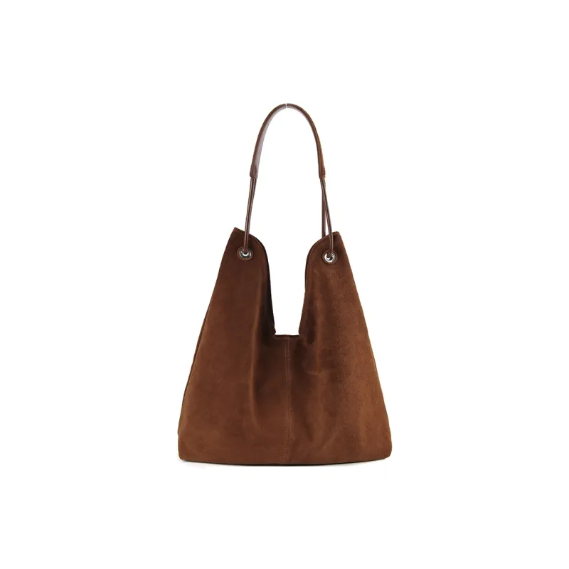 YOCAMU Matte Cowhide Leather Shoulder Bag Regular Unisex Wicker Pine Green-1