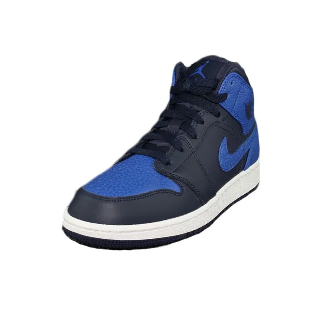 Jordan Air Jordan 1 Mid Lightweight Shock Absorbers Mid Top Children's Basketball Shoes Royal Blue Unisex-2