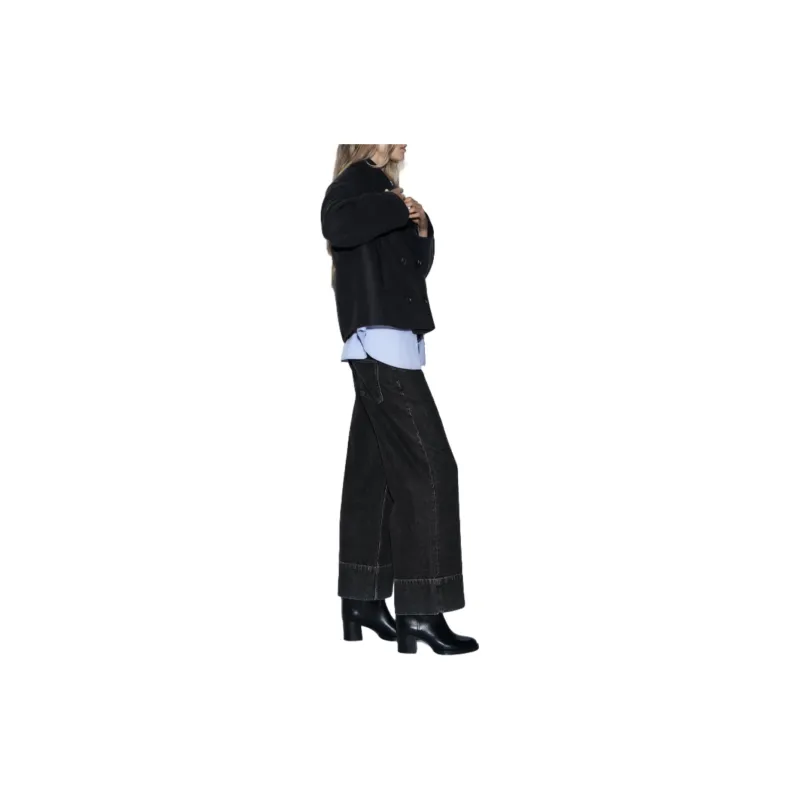 ZARA Cropped Coats Women's Blue-2