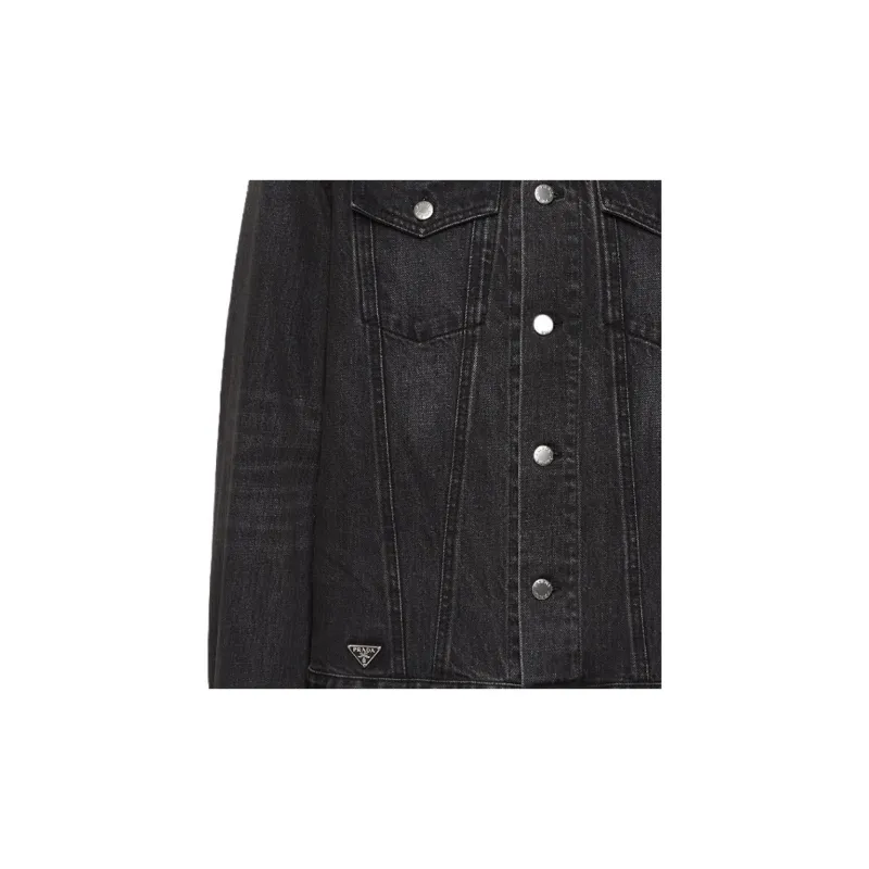 PRADA Triangle logo Denim Blouson Jacket-4