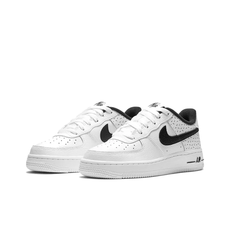 Nike Air Force 1 GS Anti Slip Wear Resistant Low Top Kids' Skateboarding Shoes Black White Teenagers-2