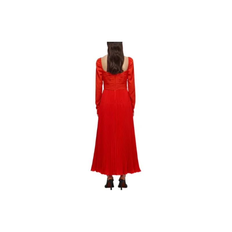 Self portrait SS22 Long Sleeved Dresses Women's Garnet Red-2
