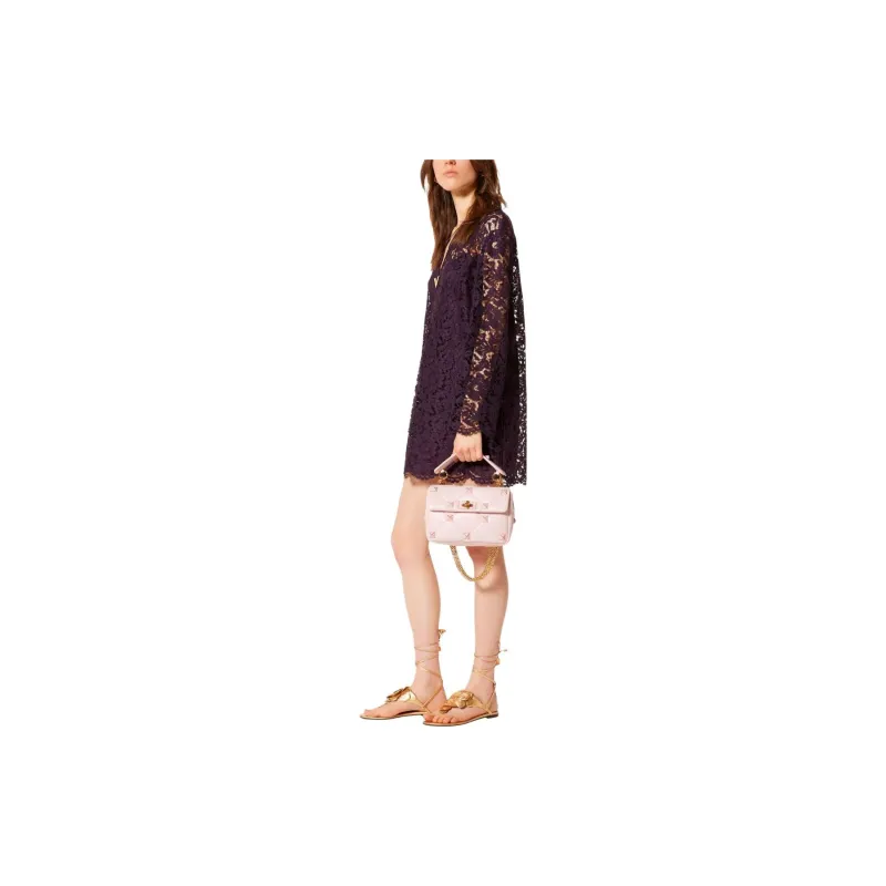 Valentino Long Sleeved Dress Women's Purple-3