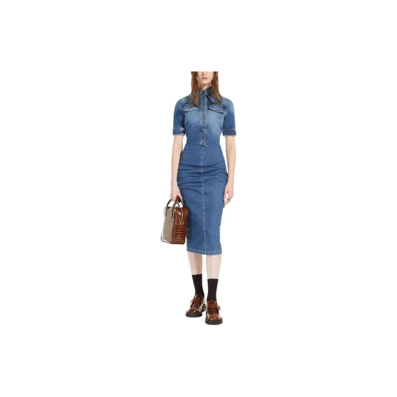 SportMa Garda Collection Garda Denim Dress Short-Sleeved Dresses Women's Blue-1