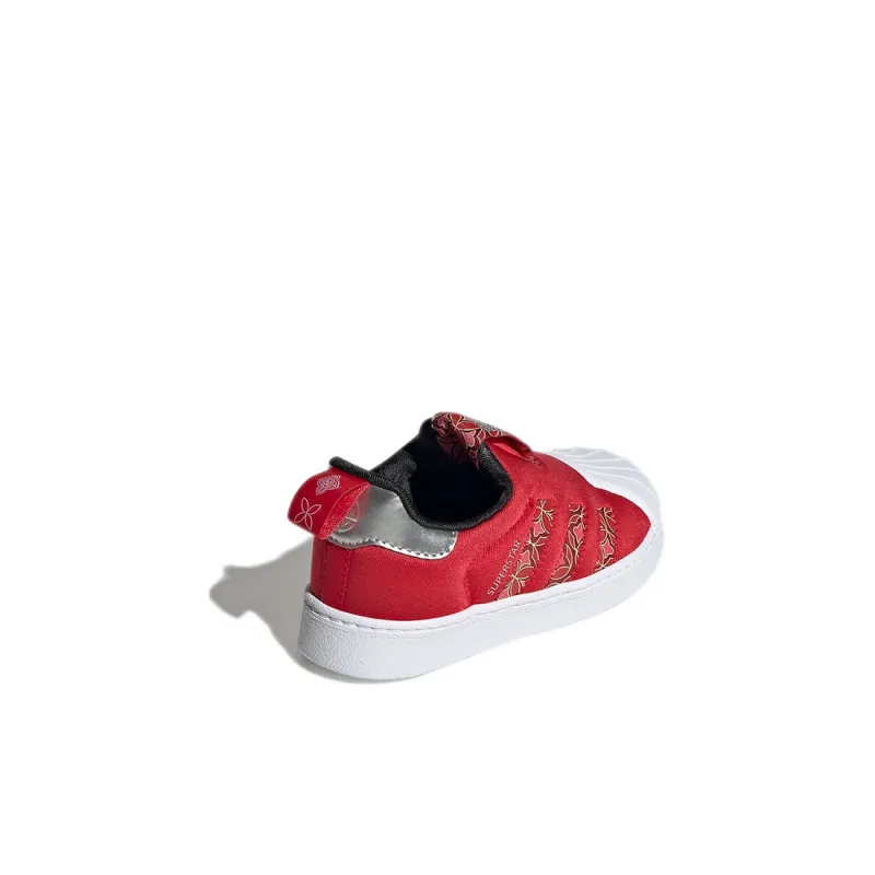 Adidas Originals SUPERSTAR 360 Anti Slip Wear Resistant Low Top Skateboard Shoes Red White Infant And Toddler-3
