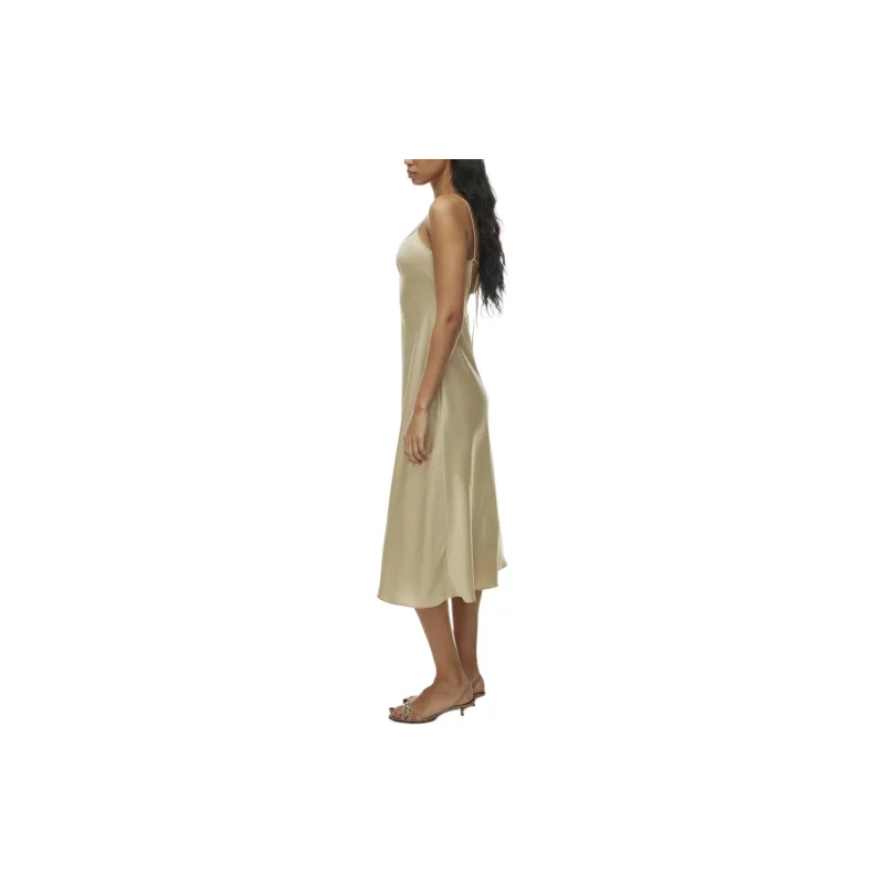 ARITZIA Wilfred Toulouse Satin Dress Slip Dresses Women's Humus Beige/Compost Beige Yellow-4