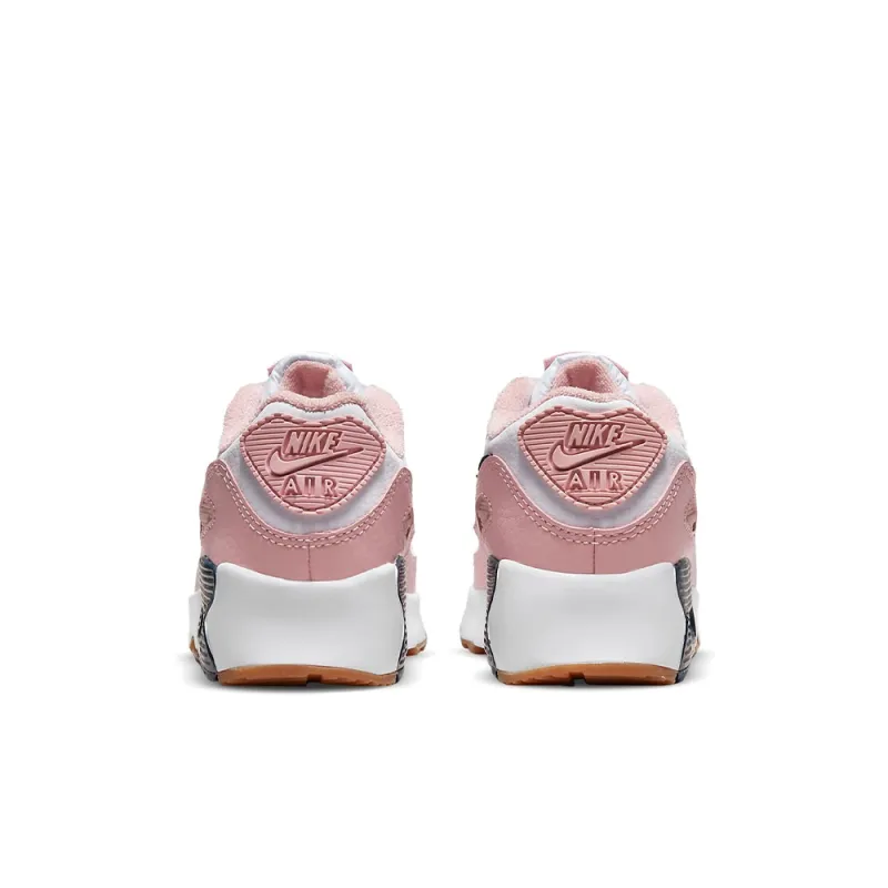 Nike Air Max 90 SE Slip Resistant Shock Absorbers Kids Lifestyle Shoes White Blue Pink Children Aged 3 7 Years Old-4
