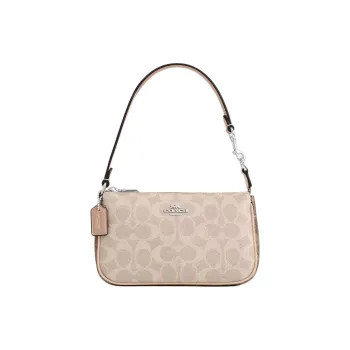 COACH Nolita Coated Canvas Portable Crossbody Bag Shoulder Bag Small Size Women's Sand & Gray Umber Multicolor
