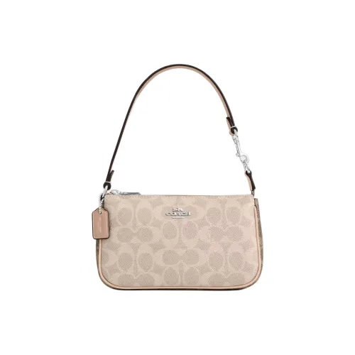 COACH Nolita Coated Canvas Portable Crossbody Bag Shoulder Bag Small Size Women's Sand & Gray Umber Multicolor