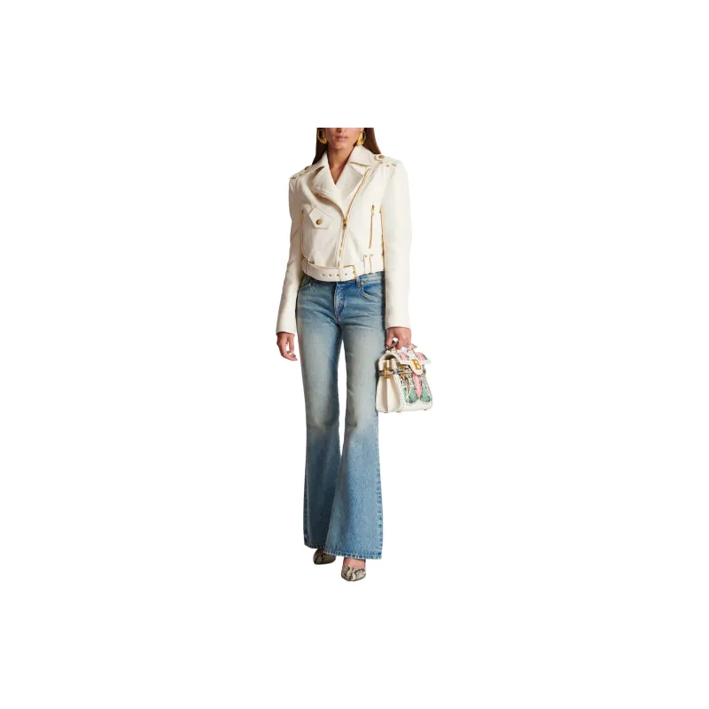 BALMAIN Zipped Leather Biker Jacket-1