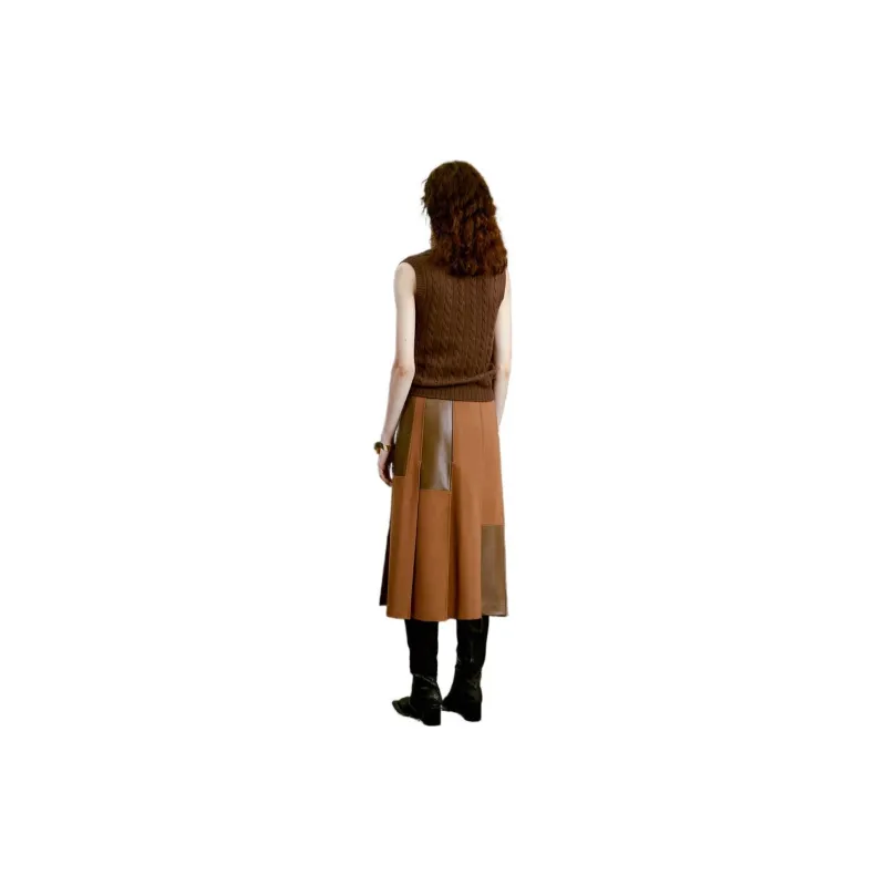 INSISFEMME Casual Long Skirts Women's Peru Brown-1