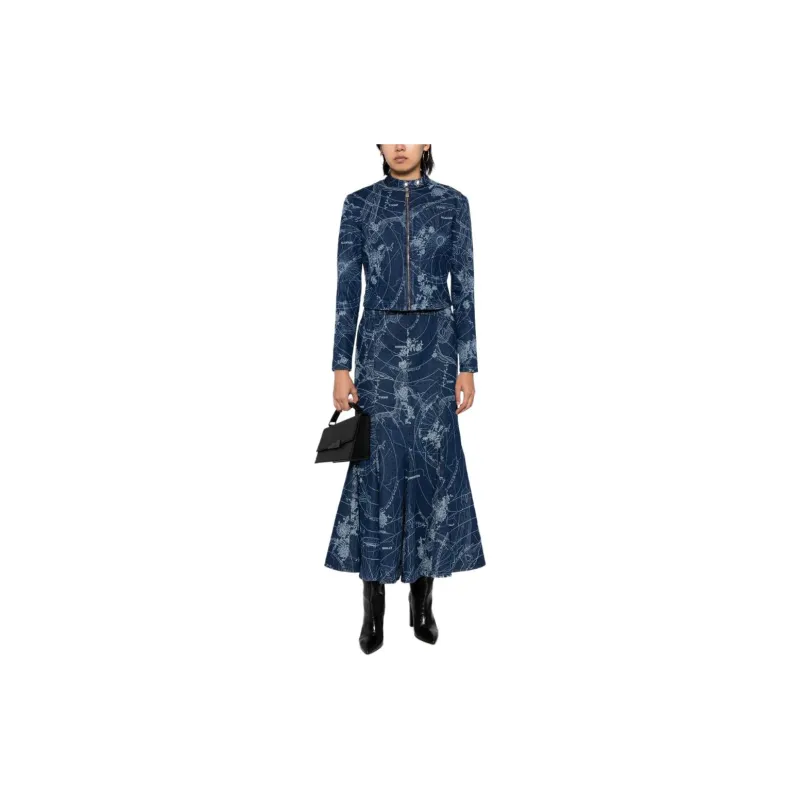 OFF WHITE Casual Long Skirt Regular Women's Blue-1