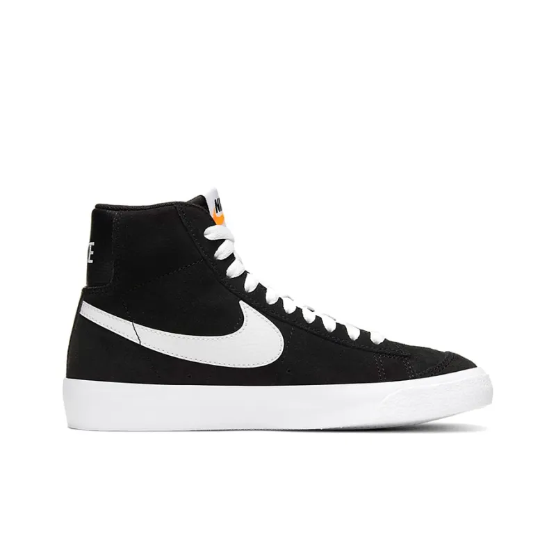 Nike Blazer '77 Suede Anti Slip Wear Resistant Mid Top Kids' Skateboarding Shoes Black White Teenagers-1