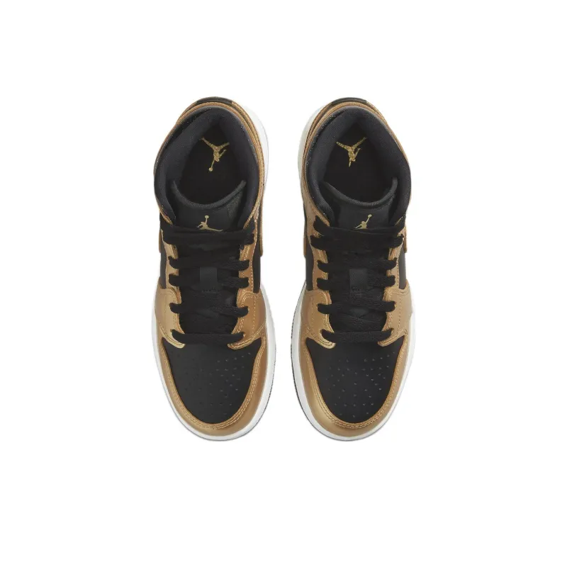 Jordan 1 Mid SE Metallic Gold Black GS-3