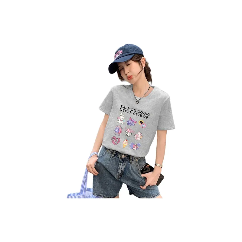 Tonlion T Shirt Women's Light Heather Gray-2