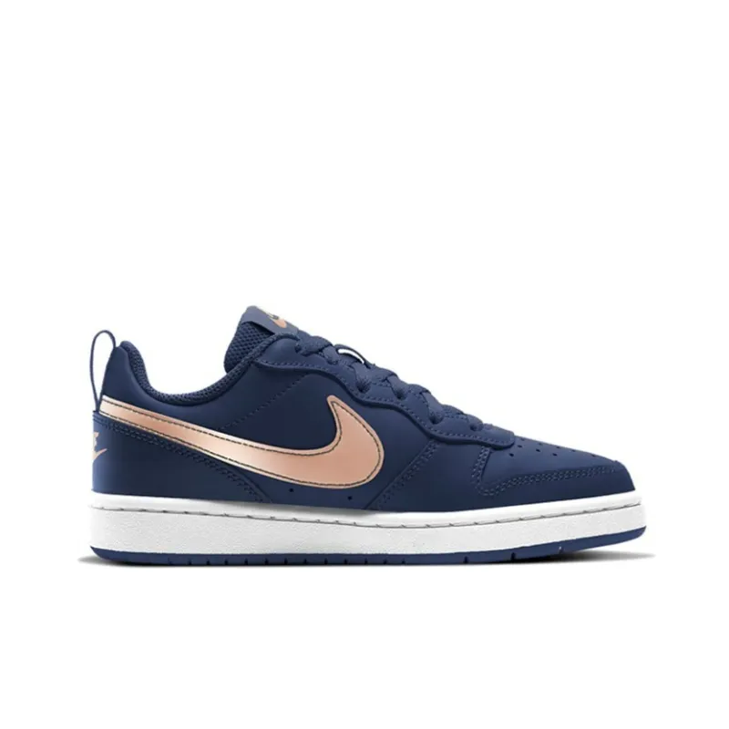 Nike Court Borough 2 Low 2 Anti Slip Wear Resistant Low Top Kids' Skateboarding Shoes Marine Blue Unisex-1