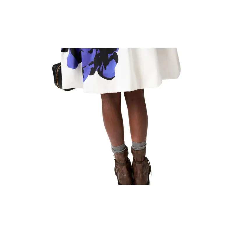 MIU MIU Poplin And Jersey Printed Skirt 'White/Purple'-3