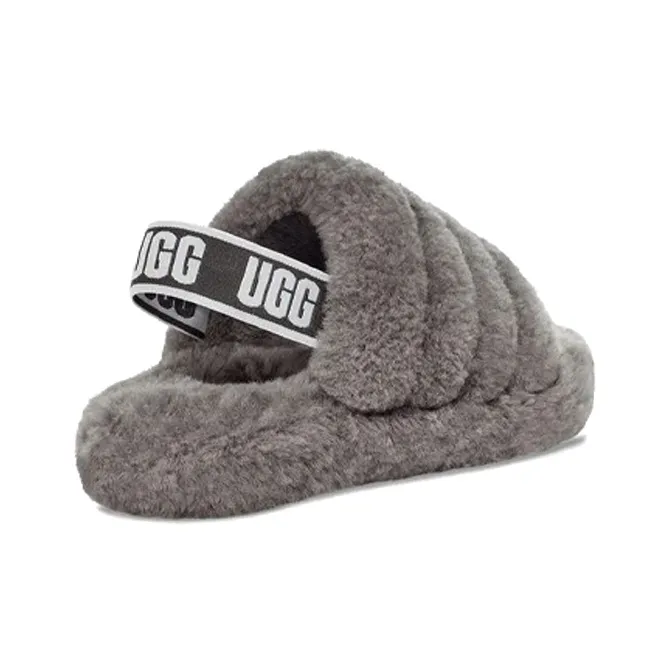 UGG Fluff Yeah Slide Charcoal Kids-4