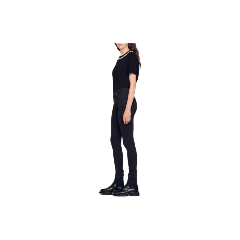 Sandro Slim Jeans With Regular Waist Jeans Women's Black-4