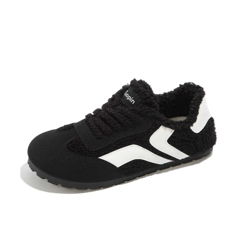 TUOPIN Pie Shoes German Army Trainers Slip Resistant Lightweight Thermal Low Top Casual Shoes Women's Black-2