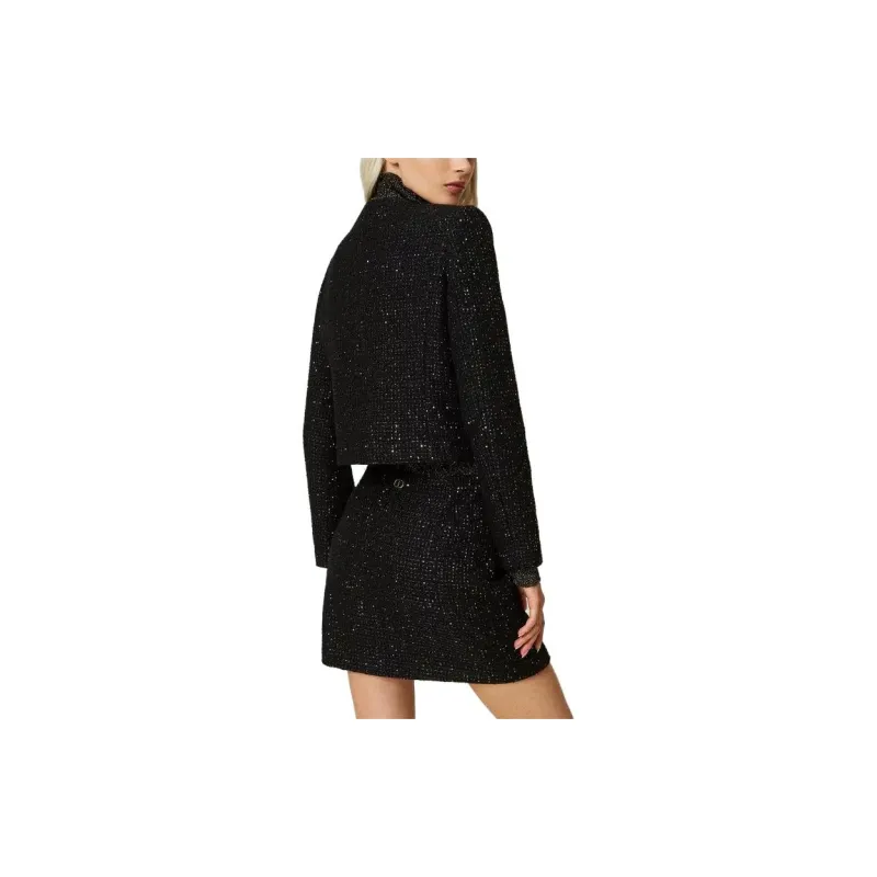 Twinset Double breasted Paillette Cropped Jacket-3