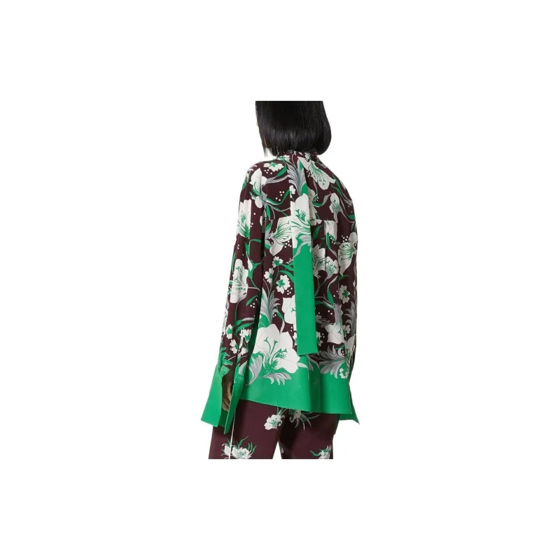 Valentino Plants & Flowers Shirts Women's Green-2