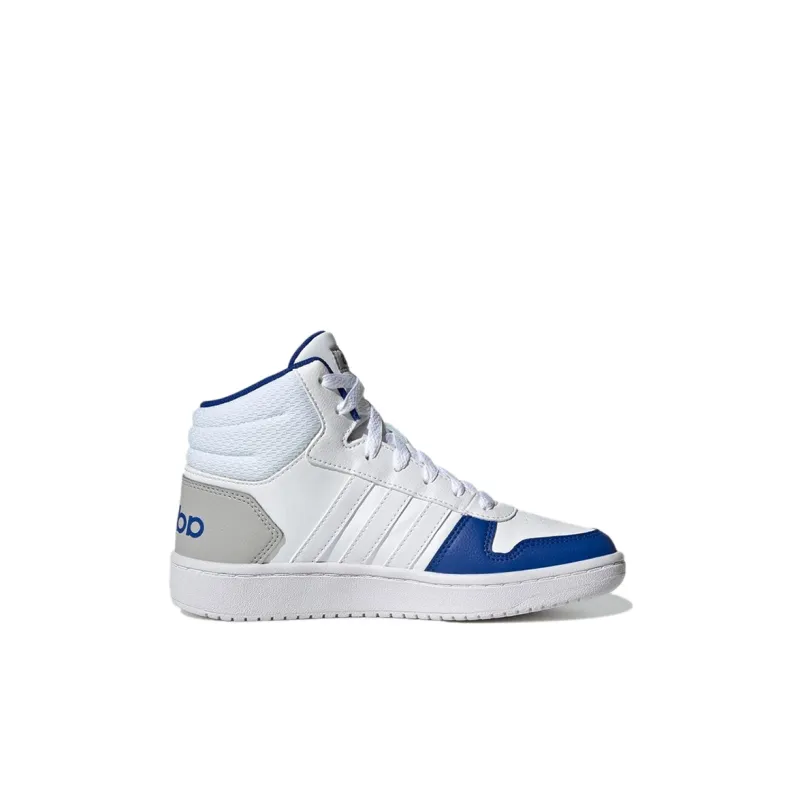 Adidas Neo Hoops 2.0 K Anti Slip Wear Resistant Mid Top Skateboard Shoes White Blue Kids'-1