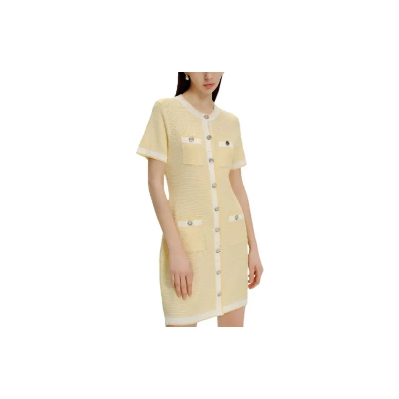 KARL LAGERFELD SS24 Short Sleeved Dress Women's Yellow-4
