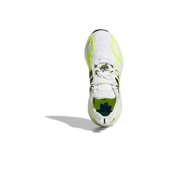 Adidas Originals ZX 2K Boost J Abrasion Resistant Kids Lifestyle Shoes White Yellow Teenagers-4