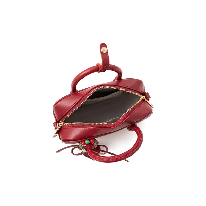 Vigno Synthetic Leather Handbag Crossbody Bag Regular Women's Red-4