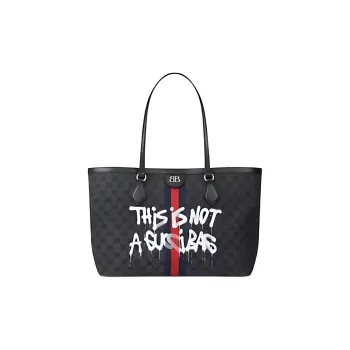 GUCCI Balenciaga Paris Collaboration Coated Canvas Bag, Tote Bag, Shopping Bag, Shoulder Bag Women's Black & Gray
