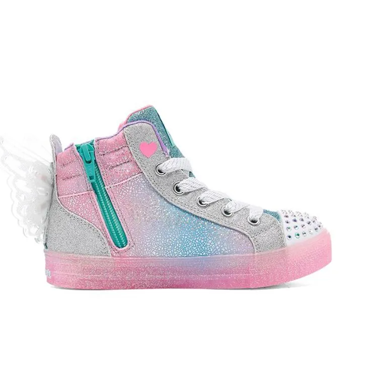 Skechers Shuffle Brights Mid-Top Kids' Skateboarding Shoes Pink Blue White Teenagers-1