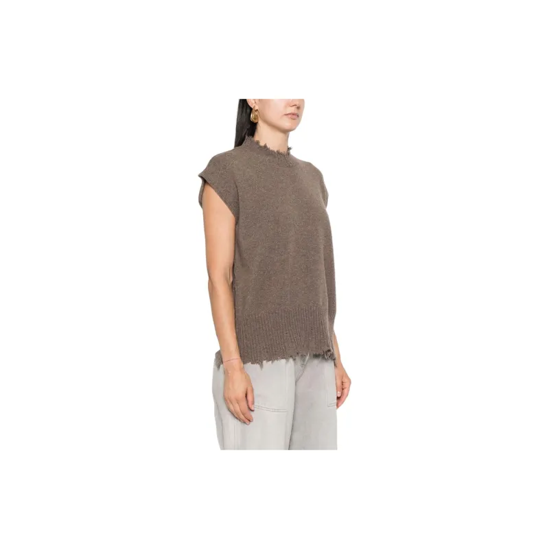 UMA WANG Frayed Knitted Sleeveless Top-3