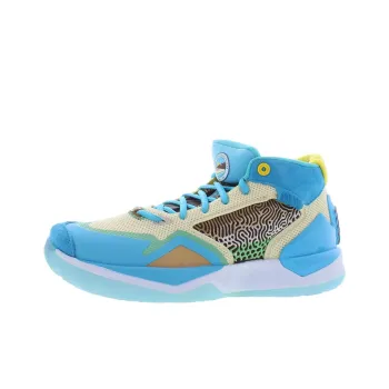 New Balance Kawhi 1 Slip Resistant Mid Top Children's Basketball Shoes Blue Yellow Teenagers