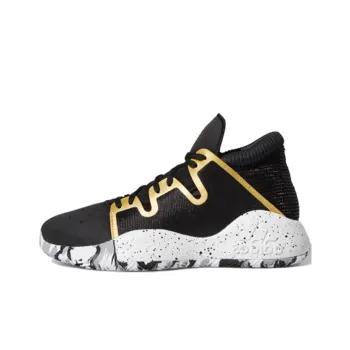 Adidas PRO Vision J Mid Top Basketball Shoes Black Gold Teenagers
