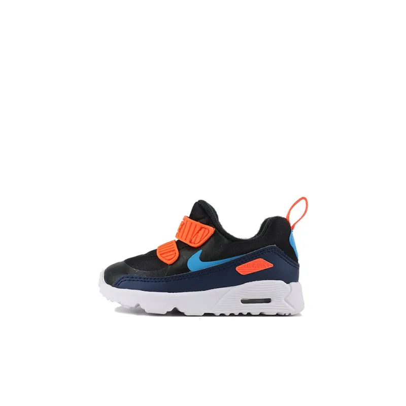 Nike Air Max Tiny 90 Slip Resistant Shock Absorbers Low Top Toddler Shoes Black Orange Baby-0