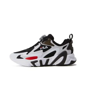 FILA KIDS BOA Slip Resistant Cushioning Wear Resistant Low Top Kids' Running Shoes White Black Teenagers
