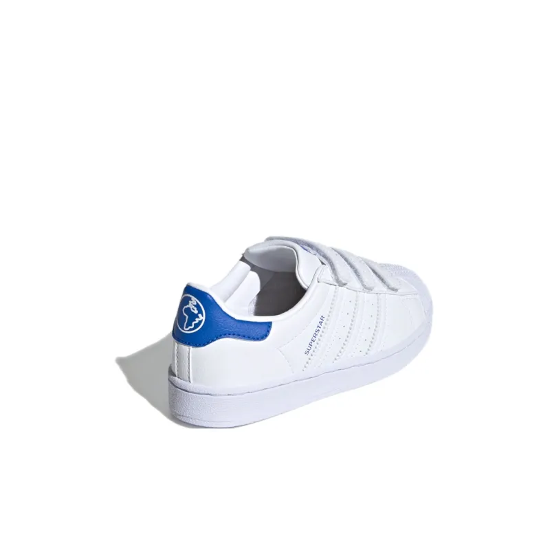 Adidas Originals Cf C Breathable Low Top Skateboard Shoes White Blue Children Aged 3 7 Years Old-3