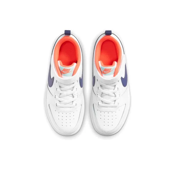 Nike Court Borough 2 Support Low Top Kids' Skateboarding Shoes White Blue Orange Children Aged 3 7 Years Old-3