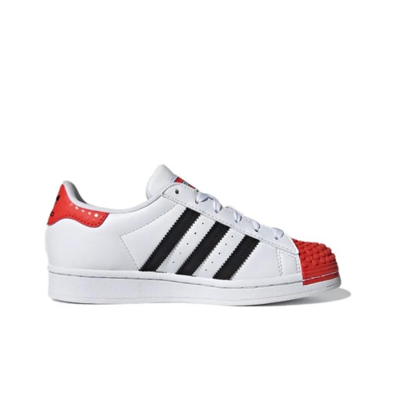 LEGO x Adidas Originals 360 J Abrasion Resistant Low Top Skateboard Shoes White Black Red Teenagers-1