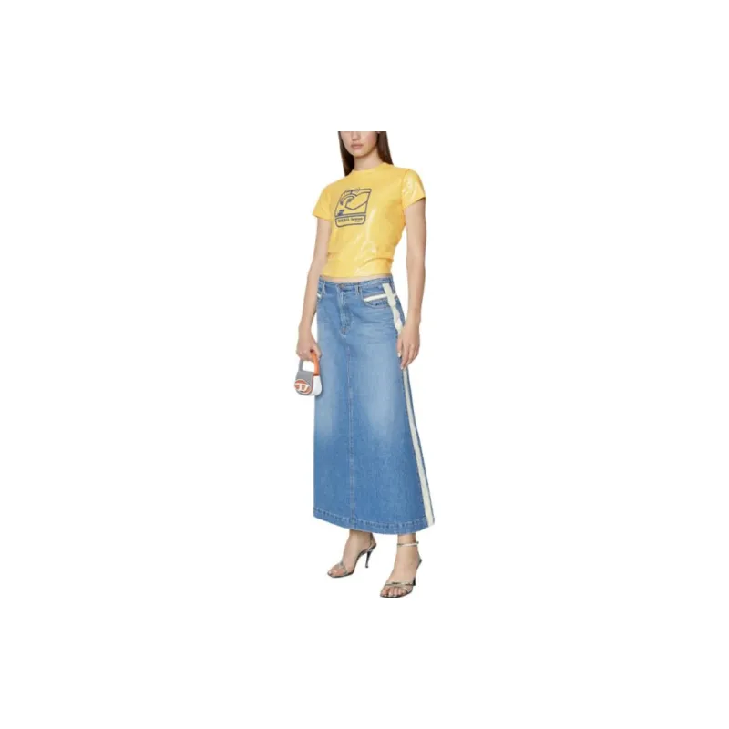 DIESEL Denim Long Skirts Women's Blue-1