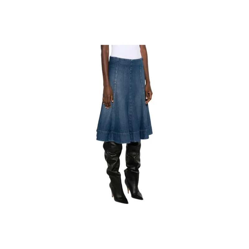 KHAITE The Lennox Low-Rise Denim Skirt-3