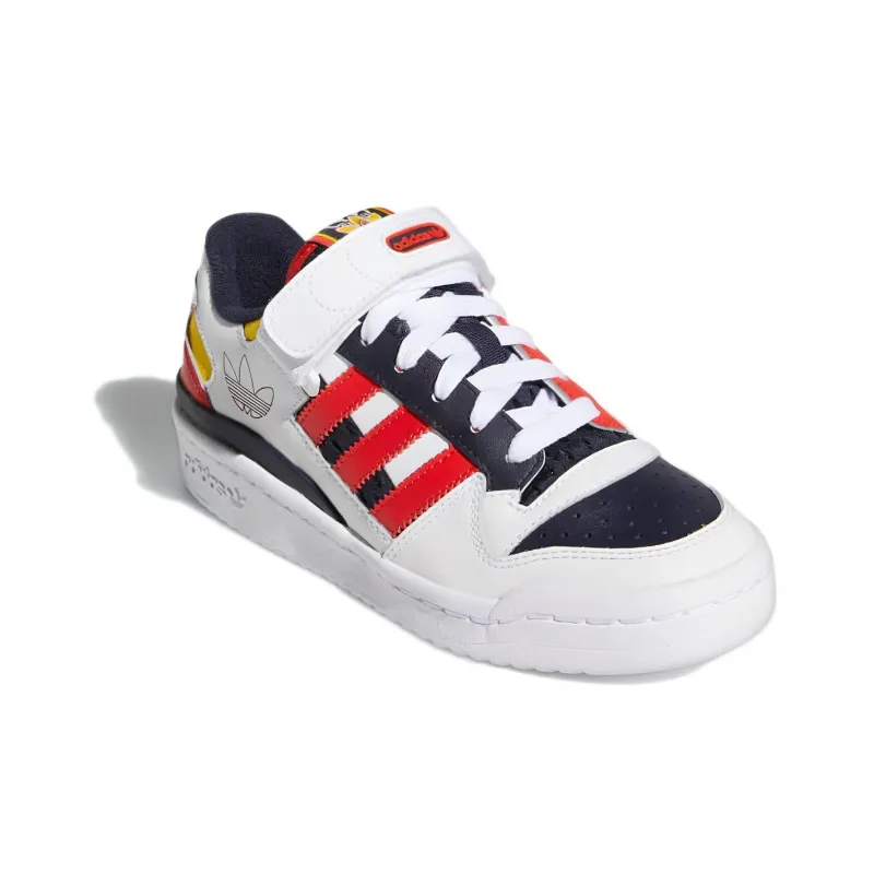 Adidas Originals FORUM Low J Slip Resistant Cushioning Wear Resistant Low Top Skateboard Shoes White Blue Red Teenagers-2