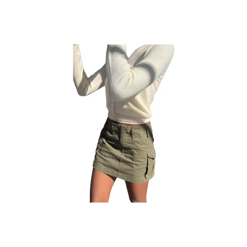 Brandy Melville Casual Short Skirts Women's Army Green-2