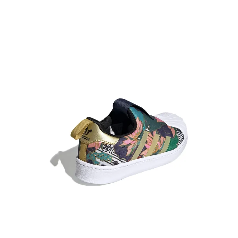 Adidas Originals Superstar Series Breathable Low Top Kids' Skateboarding Shoes Green Children Aged 3 7 Years Old-3