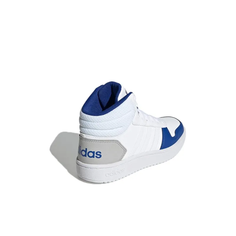 Adidas Neo Hoops 2.0 K Anti Slip Wear Resistant Mid Top Skateboard Shoes White Blue Kids'-3