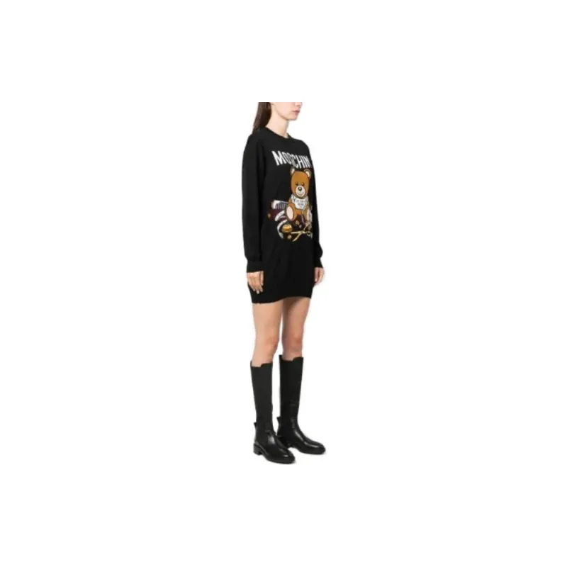 MOSCHINO Intarsia knit Cotton Mini Dress-3